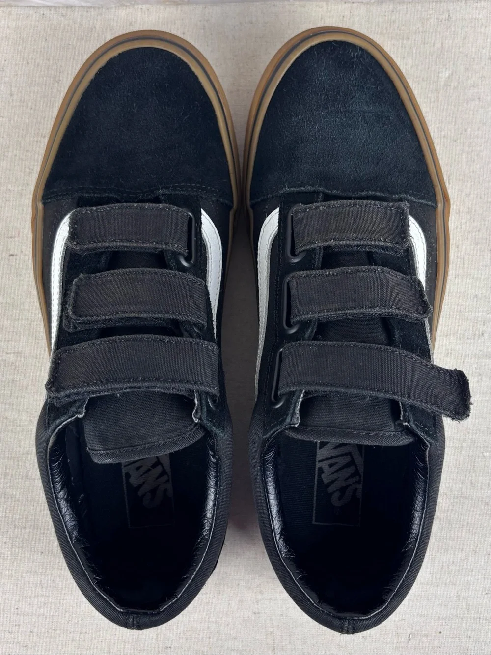 Vans Old Skool V Black White Gum Velcro Sneakers Men’s 10